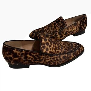 ZARA Leopard Pony Hair Loafers Animal Print Mob Wife Chic Statement Flats 8.5